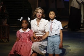 Lisa McCune with Ngana and Jerome in the Sydney Production. Image by Jeff Busby