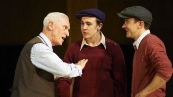 John Stanton, left, as Willy Loman, with Ben O'Toole and Josh McConville in Arthur Miller's Death of a Salesman. Picture: Gary Marsh. Source: Supplied