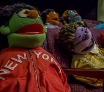 The puppets take a rehearsal break in Avenue Q. [Image Supplied]
