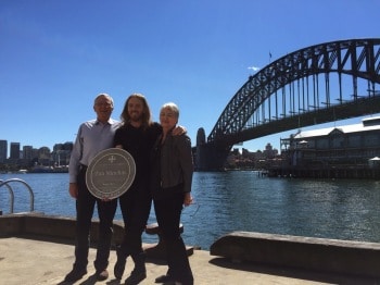 Proud parents: Tim Minchin's parents at the Sydney Theatre Walk plaque unveiling