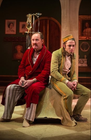 Paul Blackwell and James Smith in Volpone. Photo by Shane Reid