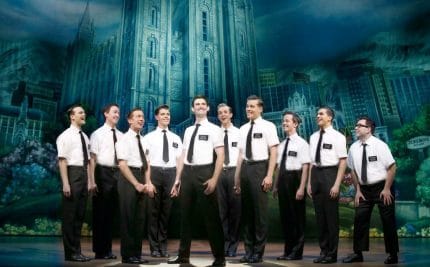 Ryan Bondy, Nyk Bielak and the Elders from THE BOOK OF MORMON. Image by Jeff Busby