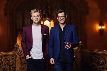 Twisted Broadway 2017 co-hosts Joel Creasey and Rob Mills at the Regent Theatre