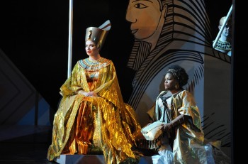 Milijana Nikolic as Amneris and Latonia Moore as Aida in Opera Australia's Aida. Image by Branco Gacia