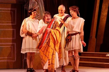 Mitchell Butel, Gerry Connolly, Shane Bourne and Geoffrey Rush in FORUM (c) Jeff Busby