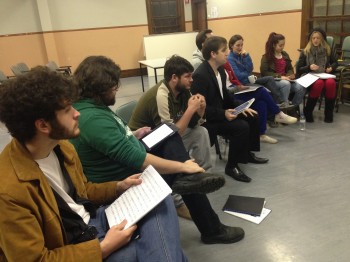 The Bloody Bloody Andrew Jackson cast in rehearsals.
