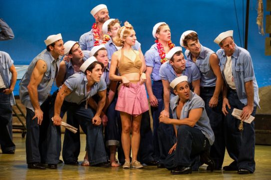 Lisa McCune and Male Ensemble in Opera Australia's South Pacific 2013. Image by Kurt Sneddon