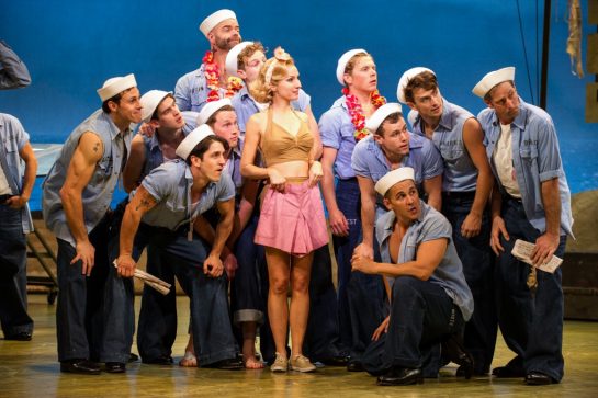Lisa McCune and Male Ensemble in Opera Australia's South Pacific 2013. Image by Kurt Sneddon