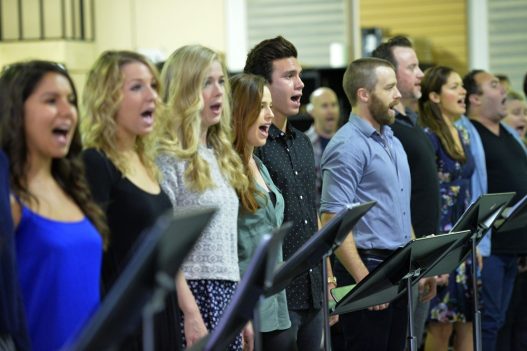 The cast of Les Miserables in rehearsal. Image © 2014 Jim Lee