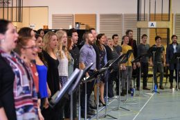 The cast of Les Miserables in rehearsal. Image © 2014 Jim Lee