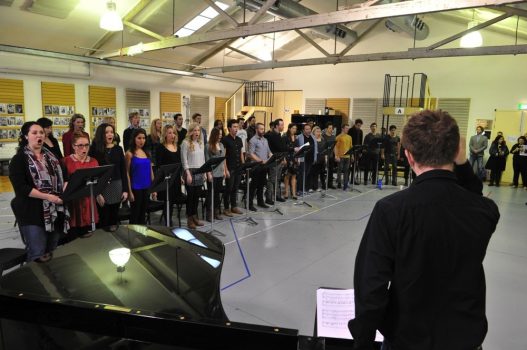 The cast of Les Miserables in rehearsal. Image © 2014 Jim Lee