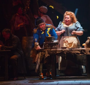 Trevor Ashley and Lara Mulcahy as the Thenardiers in Les Miserables. Image by Matt Murphy