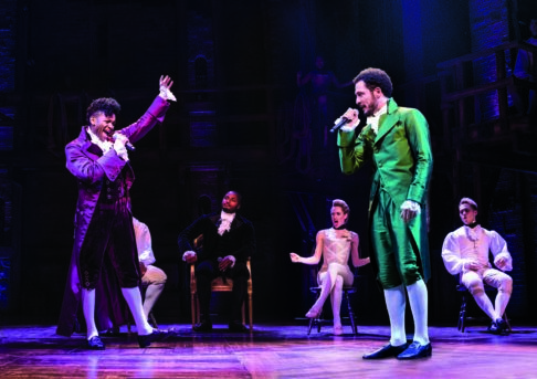 9. l-r Jason Pennycooke (Thomas Jefferson), Jamael Westman (Alexander Hamilton). Photo Matthew Murphy