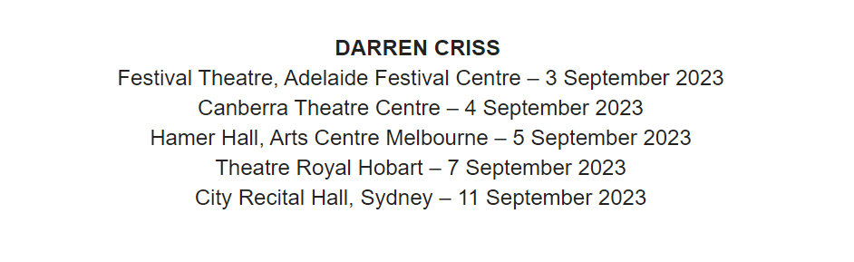 darren criss tour australia 2023
